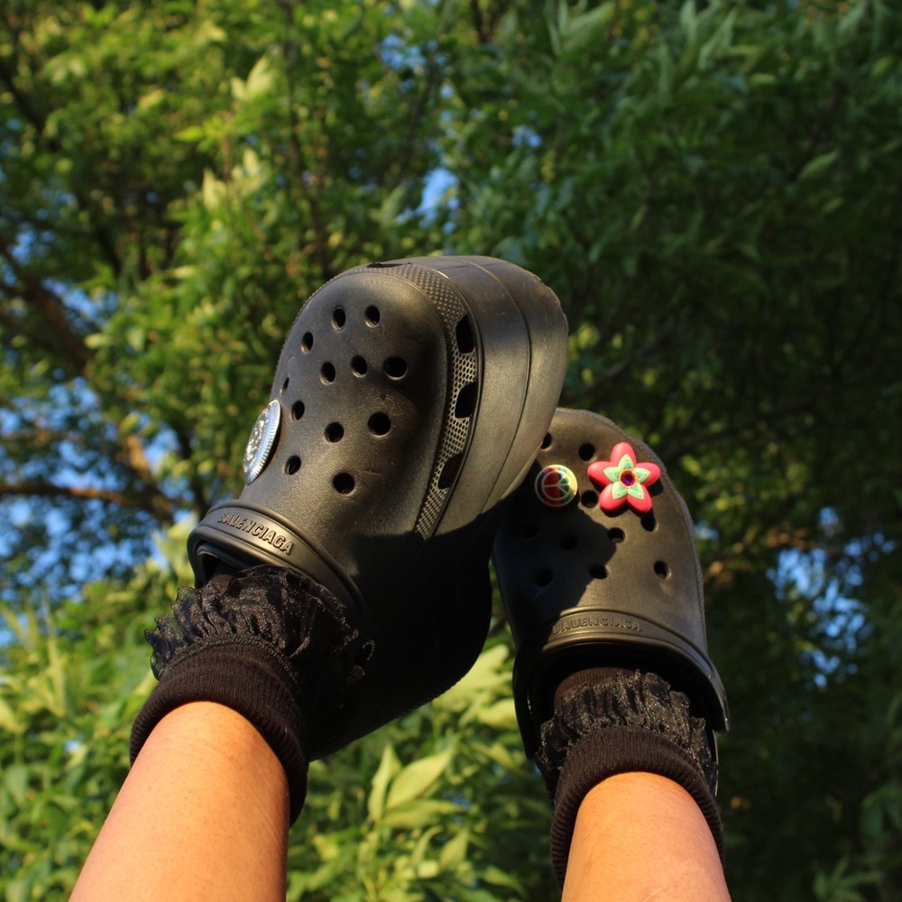 Balenciaga platform crocs!!